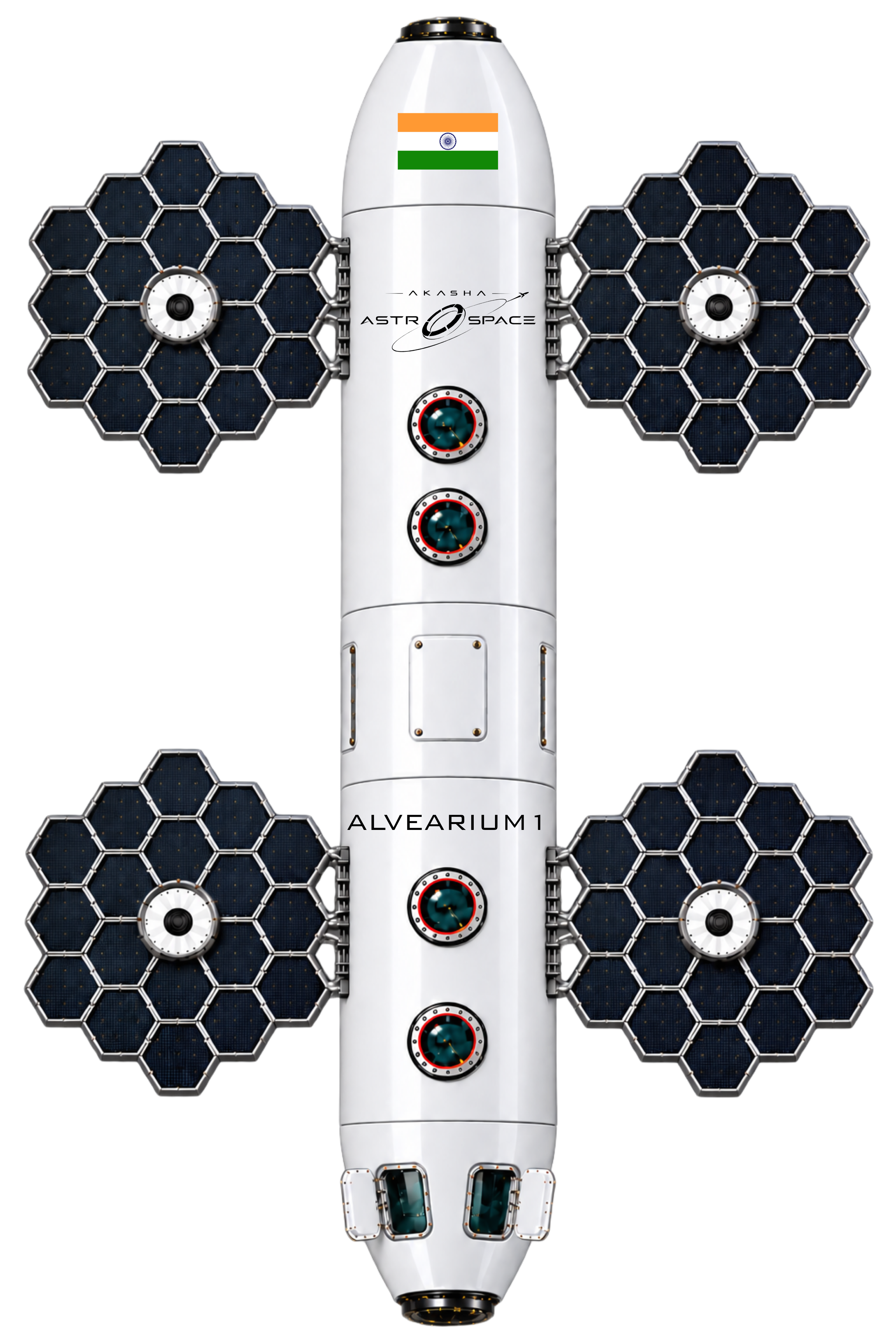 Alvearium orbital space habitat technical drawing